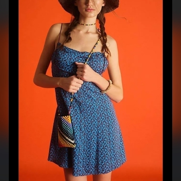 NWT Free People Kai Mini Dress in Blue Combo - Picture 5 of 9